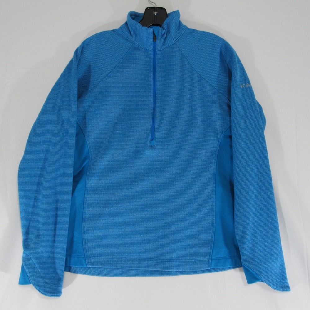 Columbia Sweaterโ Womens Medium Blue Pullover 1/4 Zip Fleece Lightweight Hiking